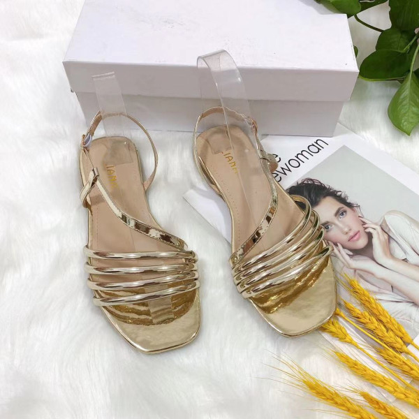 Golden leather women's sandals