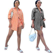 Two piece set with striped pockets
