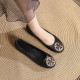 Real sheepskin shallow mouth flat bottom Chicken rolls shoes classic round toe shoes
