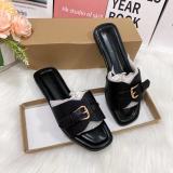 Hardware buckle flat slippers