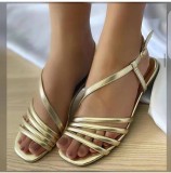 Golden leather women's sandals