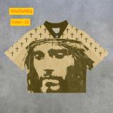 Round neck pullover short sleeved digital printed men's T-shirt