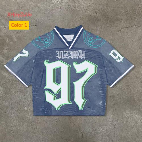 Round neck pullover short sleeved digital printed men's T-shirt