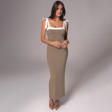 Strapless, sleeveless lace up, hip hugging dress