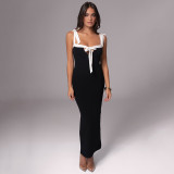 Strapless, sleeveless lace up, hip hugging dress