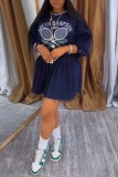 Printed pullover hoodie pleated skirt set