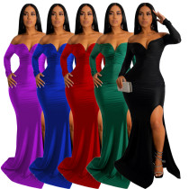 Silk long dress, long sleeved floor length skirt Silk long dress, long sleeved floor length skirt
