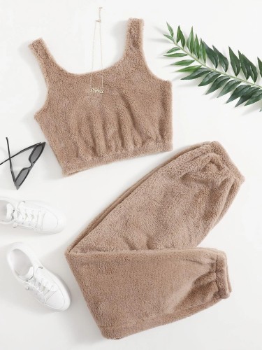 Plush vest, pants, sports suit