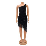 Women's tight fitting tassel bead irregular dress