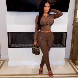 Long sleeved elastic PU leather pants for women, tight fitting leggings