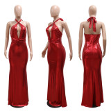Sleeveless V-neck hip hugging A-line dress