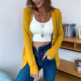 Round neck long sleeved knitted sweater cardigan sweater