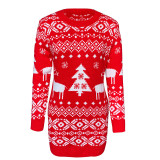 Knitted sweater Christmas themed knitted long sleeved dress