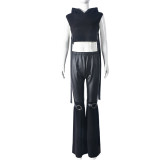 Waist elastic sleeveless strap hooded chest package