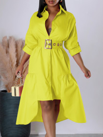 Irregular loose button shirt skirt