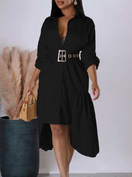 Irregular loose button shirt skirt