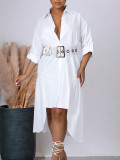 Irregular loose button shirt skirt