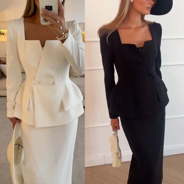 Long sleeved commuting pocket two-piece set