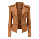 Women's detachable hem jacket, leather jacket