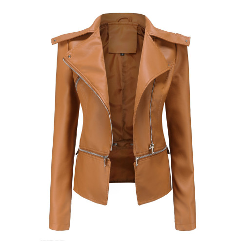 Women's detachable hem jacket, leather jacket
