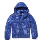 Hooded cotton jacket, long sleeved glossy cotton jacket