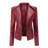 Women's detachable hem jacket, leather jacket