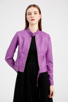 Leather jacket women's short jacket standing collar women's leather jacket