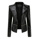Women's detachable hem jacket, leather jacket