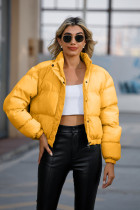 Long sleeved high neck warm jacket, loose cotton jacket