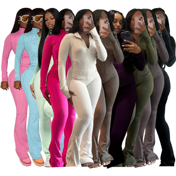 Tight fitting long sleeved micro trumpet two-piece set