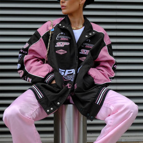 Sports printed long sleeved motorcycle style jacket