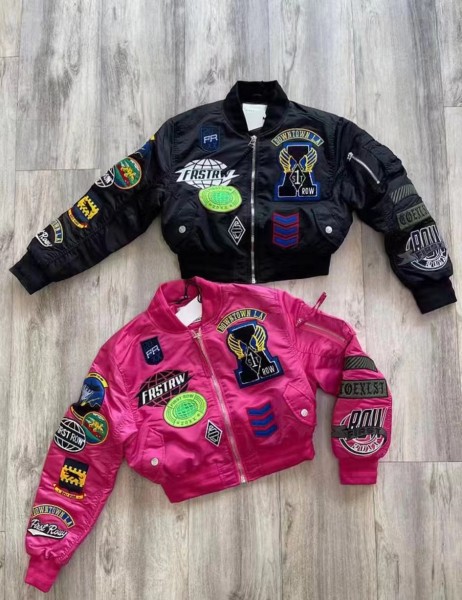 Long sleeved embroidered decorative patch women's jacket baseball uniform