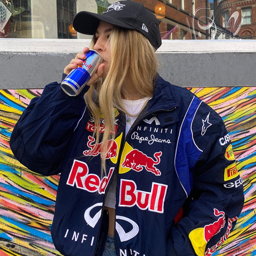 Printed loose long sleeved windbreaker jacket