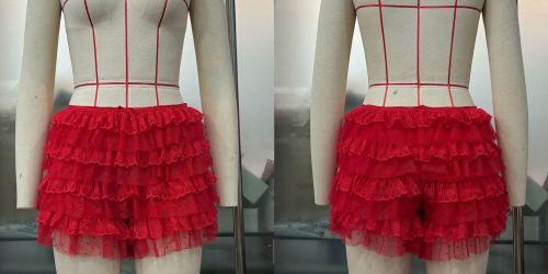 Lotus leaf edge solid color low waist shorts and skirts