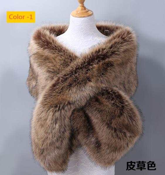 Imitation fur fox fur evening dress, thick shawl, cloak scarf, fake scarf