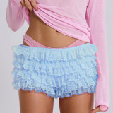 Lotus leaf edge solid color low waist shorts and skirts