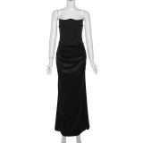 Women's strapless backless evening dress