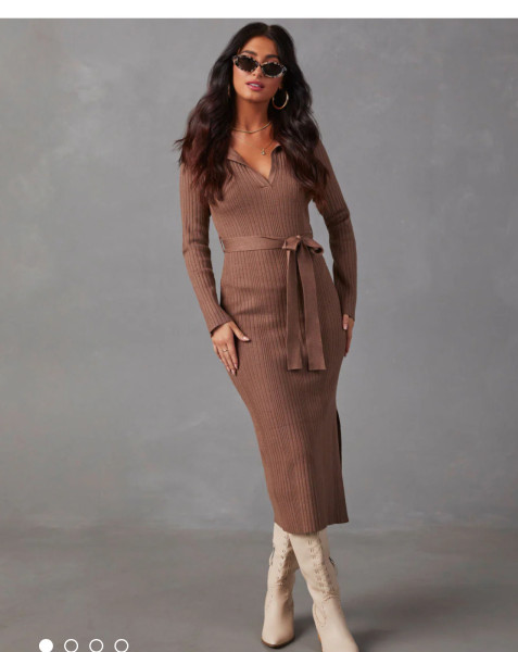 Long skirt elastic knitted hollow dress