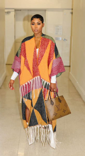 Color blocked tassel knit jacket