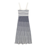 Slant cut slim knit camisole dress