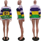 Color blocked sequin knit sweater