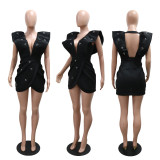 Deep V-Bag Hip Hot Diamond Party Dress