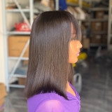 High weight human hair wig with long hair