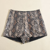 Beaded leopard print elastic waistband shorts