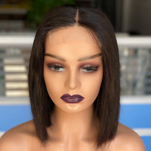 High weight human hair wig with short hair