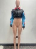 Splicing locomotive jacket leather jacket (including lining)