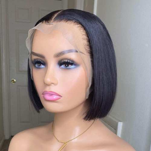 High weight human hair wig with short hair