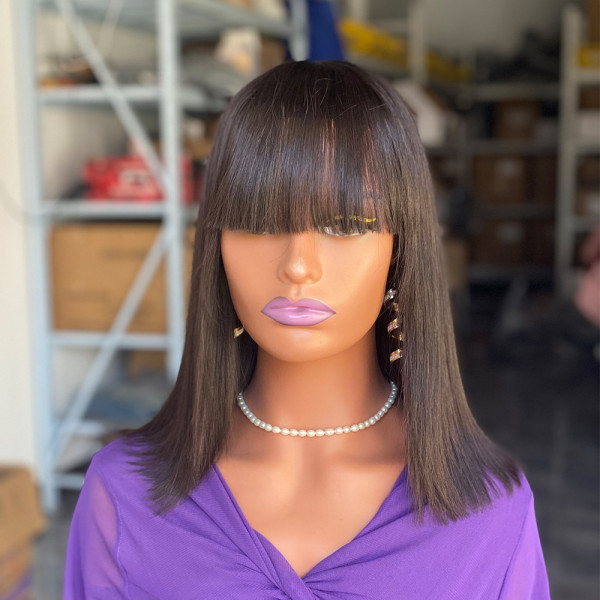 High weight human hair wig with long hair