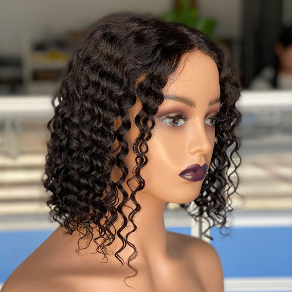 High weight human hair wig with curly hair