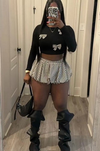 Elastic bow skirt set